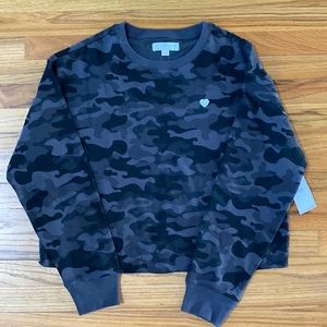 NWT Spiritual Gangster Mazzy Radiate Love Crop Sweatshirt BLACK CAMO 🖤 Women L